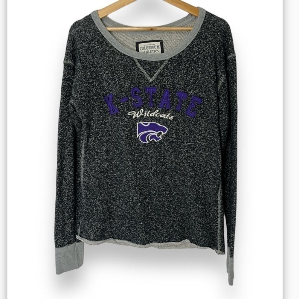 K State Wildcats Thermal Shirt Embroidered Boatneck Women's L Colosseum Athletic